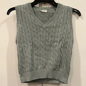 Brandy Melville Light Green Knit Sweater Vest